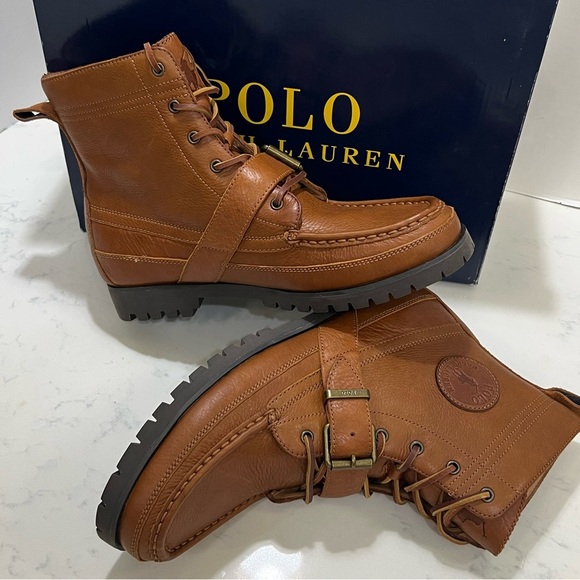 Polo by Ralph Lauren Tan Moc-Toe Boots Durable Sole - Picture 2 of 14